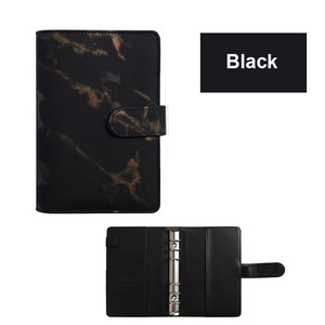 Carnet à anneaux A5 en marbre noir et blanc, organiseur de luxe à couverture rigide en cuir PU à 6 anneaux, journal à feuilles mobiles, classeur A6 en marbre - Product Image 2