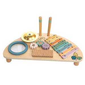 Juego de instrumentos musicales de madera natural, juguetes educativos de estilo de dibujos animados para que los niños pequeños toquen el <span class=keywords><strong>teclado</strong></span> del piano - Product Image 1