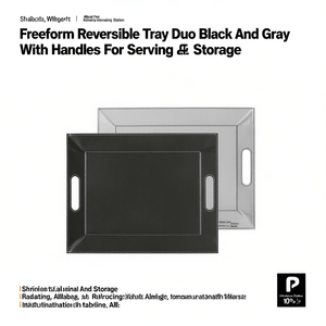 Plateau réversible Freeform Duo noir et gris avec poignées pour le service et le rangement - Product Image 2