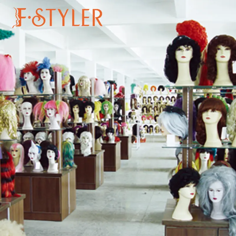 FSTYLER sıcak satış sentetik Cosplay peruk isıya dayanıklı toptan toplu satış fabrika özelleştirmek ayarlanabilir moda kostüm peruk