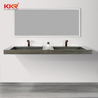 Dbkkr — lavabo de salle de bains en marbre artificiel, surface solide, double suspension murale, pour salle de bains, à utiliser dans les éviers de luxe