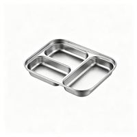 Bandeja Rectangular Dorada de Acero Inoxidable 304 para Aperitivos - Duradera, Pulida, Estilo Coreano, con 2-3 Compartimentos, Portátil, Ecológica, de Grado Alimenticio