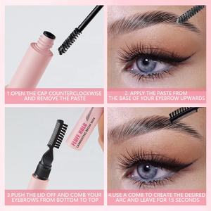 صابون حواجب مقاوم للماء بماركة خاصة، شمع حواجب يدوم طويلاً للتكثيف والتثبيت بتقنية التغليف، جل شمع شفاف لتصفيف الحواجب بماركة خاصة - Product Image 5