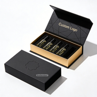 Emballage de boîte magnétique biodégradable grand format noir mat, fait main, avec feuille d'or personnalisée pour parfum