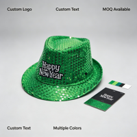 Cappello Fedora con Paillettes Arcobaleno e Luce LED ON/OFF per Capodanno, Cappello Luminoso per Costume di Vigilia di Capodanno