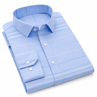 Chemise pour homme en coton et polyester respirant, motif à carreaux, toucher doux, sans repassage, style business décontracté, manches longues, vente en gros