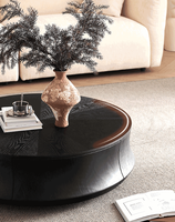 Table à thé basse en bois massif de style italien minimaliste créatif grain de bois noir haut de gamme durable assemblage facile pour une utilisation à domicile