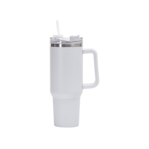 Gourde de voyage moderne en acier inoxydable de 40 oz avec poignée pliable et paille, bouteille d'eau portable par sublimation pour usage extérieur - Product Image 5