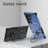 Coque arrière magnétique Armor pour Samsung M56 S24 Ultra S25 Plus S25 Edge S25 FE Coque de téléphone magnétique antichoc avec support d'anneau