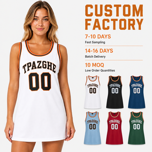 Polyester Color Combination Plus Size Basketball Jersey Dresses For Women Breathable Lightweight Sleeveless 180g Team