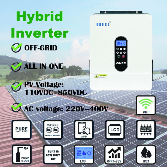 Hybrid Solar Inverter Single Phase & Three Phase String Inverter with 240VAC Output Dual & Sine Wave IP65 Protection