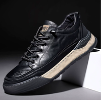 Nouvelles Chaussures de Luxe en Cuir de Vachette pour Hommes – Baskets Chunky à Lacets en Cuir Véritable de Qualité Supérieure – Meilleure Vente – Noir