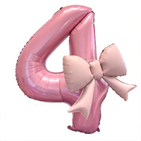 40 pouces Film aluminium Forme extraterrestre Rose Nœud papillon Ballons numérotés Décoration de fête d'anniversaire adulte Accessoires d'installation simples