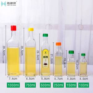 Mini Botellas Dorica Transparentes de 100-1000 ml, Botella Cuadrada de Vidrio para Aceite de Oliva, Licores, Salsas, Aderezos y Bebidas - Product Image 3