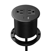 Hub de datos y energía de escritorio empotrable de 80 mm, toma de corriente redonda para muebles, sofá, mesa, con cargador USB A+C