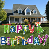 Panneau de jardin personnalisé en Coroplast durable avec lettres Joyeux Anniversaire 18x24, résistant aux intempéries et aux décolorations, pour affichage en extérieur lors de fêtes d'anniversaire