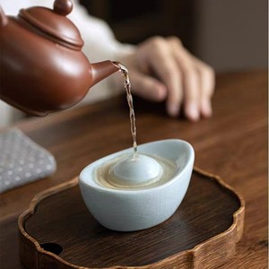 เครื่องประดับเซรามิก Ru Ware Crackle Ingot สีฟ้า งานแฮนด์เมด ของตกแต่งโต๊ะ ของตกแต่งบ้าน - Product Image 4