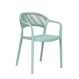 Ensemble de bistrot de loisir 3 pièces Table à café et à manger d'extérieur avec cadre en acier et dossier de siège en corde Ensemble de table de chaise supérieure en PP bon marché - Product Image 5