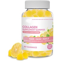 Gummies au collagène avec vitamine C, zinc, biotine, peptides de collagène hydrolysés pour femmes et hommes, complément alimentaire pour la santé de la peau