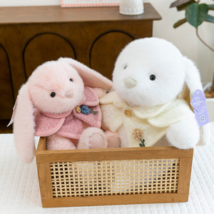 Rosa bianca marrone scialle peluche coniglio 38cm lungo orecchio coniglio peluche giocattolo per bambini - Product Image 4