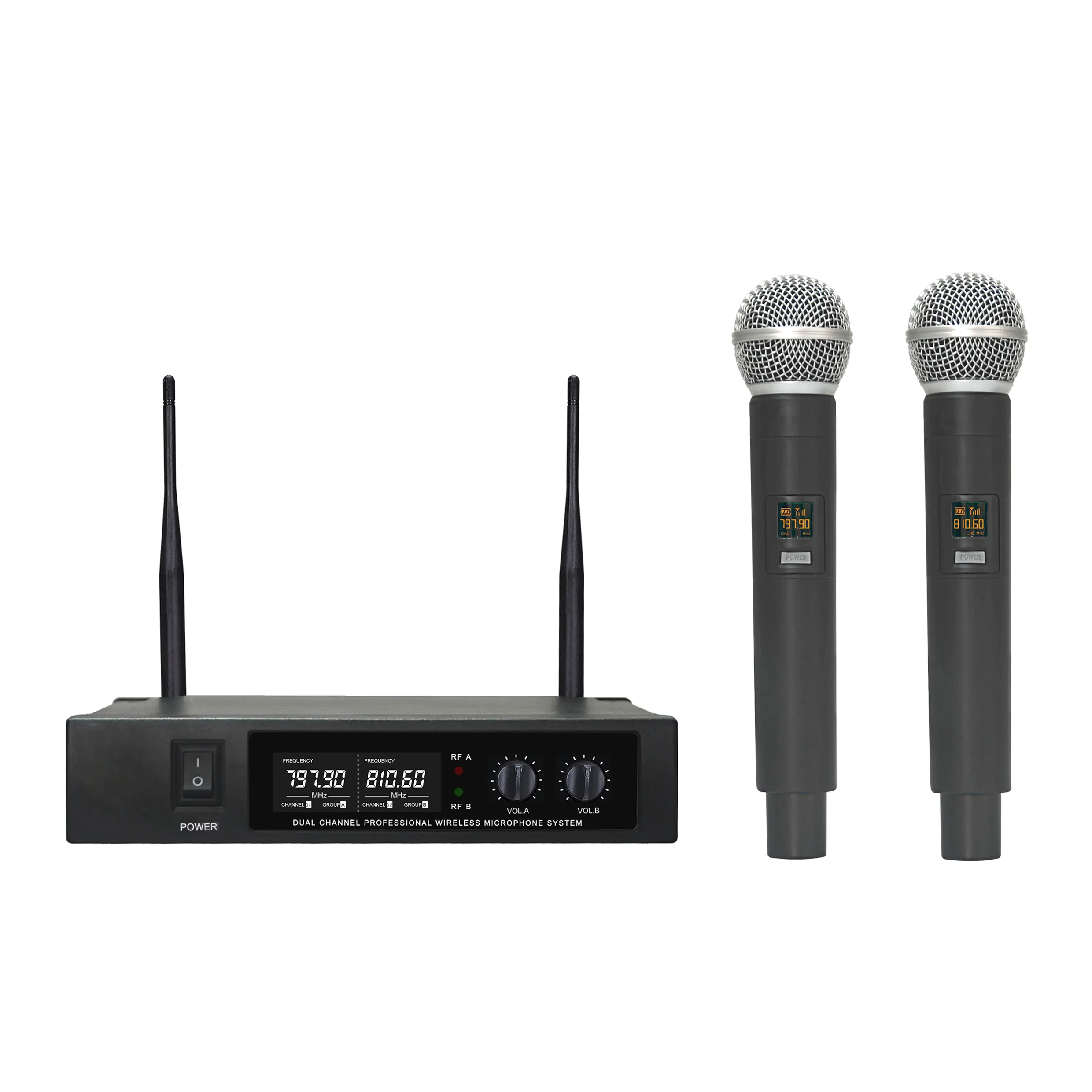 Accuracy Pro Audio UHF-301 Amazon Hot Sale 2 Channels UHF Wireless Mic Handheld Microphone For Karaoke And Meeting