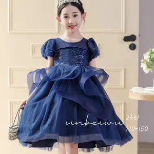 New Hot Sale Party Baby Birthday Gowns Age New Born Wedding Fluffy Creamy Girl Dresses Wholesale