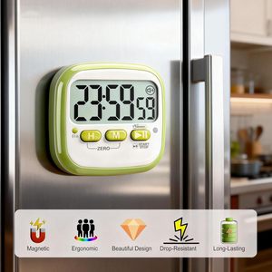 Antonki Lot de 2 minuteurs à cadran en plastique pour <span class=keywords><strong>la</strong></span> salle de classe, pour enfants et enseignants, compte à rebours magnétique, affichage LCD, minuteur de cuisine, cuisson, étude, <span class=keywords><strong>exercice</strong></span> - Product Image 3