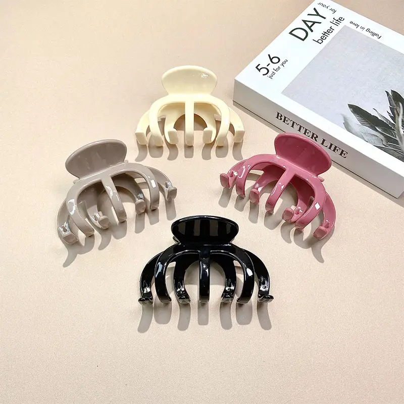 Wholesale Acrylic Plastic Hair Claw Clips Large Shark Clip Colored Pink Headwear Women Hair Accessories