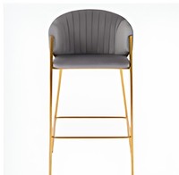 Tabouret de bar moderne en velours gris avec structure en métal doré, chaise rembourrée pour comptoir, durable, pour îlot de cuisine, café, restaurant