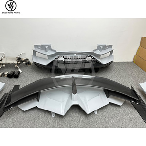 Nuevo Kit de Carrocería Adicional Estilo SVJ de Fibra de Carbono Semibrillante con Tejido Twill para Parachoques y Alerón Trasero de Lamborghini Aventador LP700 - Product Image 6