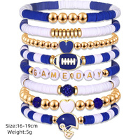 Ensemble de bracelets en vinyle souple à lettres, style mode, pour les amateurs de sport, avec breloque casque de football pour les jours de match