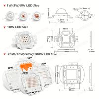 Chip LED de alta potencia para cultivo de plantas, 440nm, 660nm, rojo profundo, Azul Real, espectro completo, 1W, 3W, 5W, 10W, 20W, 30W, 50W, 100W, Bombilla de lámpara