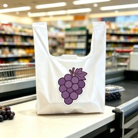 Sac de courses personnalisable en PE biodégradable de qualité alimentaire, robuste, avec soufflet latéral, logo sérigraphié, poignée longue, sur mesure