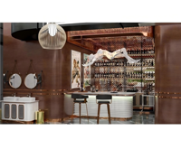 Plan de design d'intérieur 3D pour restaurant, ensemble de meubles modernes pour café-restaurant, comptoir de bar et comptoir de réception personnalisés