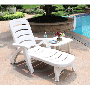 Silla de Playa <span class=keywords><strong>Plegable</strong></span> de Plástico para Piscina Exterior, Sillas Ajustables Blancas para Interiores, Tumbonas - Product Image 2
