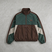Blouson Bomber Homme Color Block Imperméable Coupe-Vent Col Montant Fermeture Éclair Intégrale Logo Brodé Léger Streetwear Vêtement d'extérieur