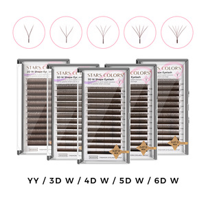 Starscolors Brown YY 3D 4D 5D 6DW Shape W Eyelashes Pestaas <span class=keywords><strong>Cils</strong></span> Premade Lashes Fans W Weave Clover Matte Lash Extension Trays - Product Image 1