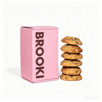 Boîte à biscuits rose avec logo personnalisé, boîte cadeau en papier alimentaire jetable pour l'emballage de pâtisseries, biscuits et desserts