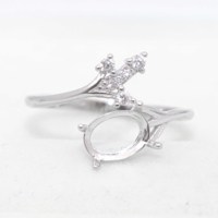 Semi-montage 6*8mm bague en argent Sterling cadre vide Support vierge réglage de griffe S925 support de Base sans pierre centrale bricolage pour incrustation