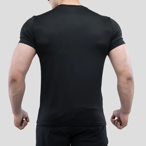 Ropa de entrenamiento transpirable de secado rápido compresión apretada acción gimnasio deporte cuello redondo manga corta hombres camisa para correr - Product Image 4