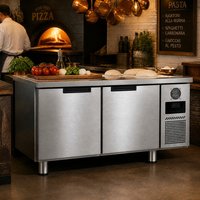Réfrigérateur de préparation de salades sous comptoir personnalisé 500L en acier inoxydable 304 avec plan de travail, refroidissement par ventilateur, sans givre, pour traiteur, buffet, restaurant