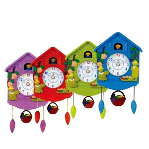 Phong Cách Cổ Điển Thiết Kế Đầy Màu Sắc Nhựa Hình Dạng Ngôi Nhà Với Con Lắc <span class=keywords><strong>Cuckoo</strong></span> Đồng Hồ Với Chim Đồng Hồ Treo Tường Cho Trang Trí Nội Thất - Product Image 2