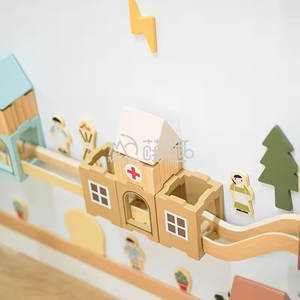 Moetry Nouveau Design Jouet Mural STEM pour Enfants Mini Ville Thème Blocs <span class=keywords><strong>de</strong></span> <span class=keywords><strong>Construction</strong></span> Magnétiques en Bois Montessori Garderie Intérieur - Product Image 3