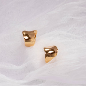 Pendientes de Botón con Textura de Papel de Aluminio Dreamshow para Mujer, Moda, Chapado en Oro de 18k, Joyería de Plata Chapada en Oro - Product Image 3