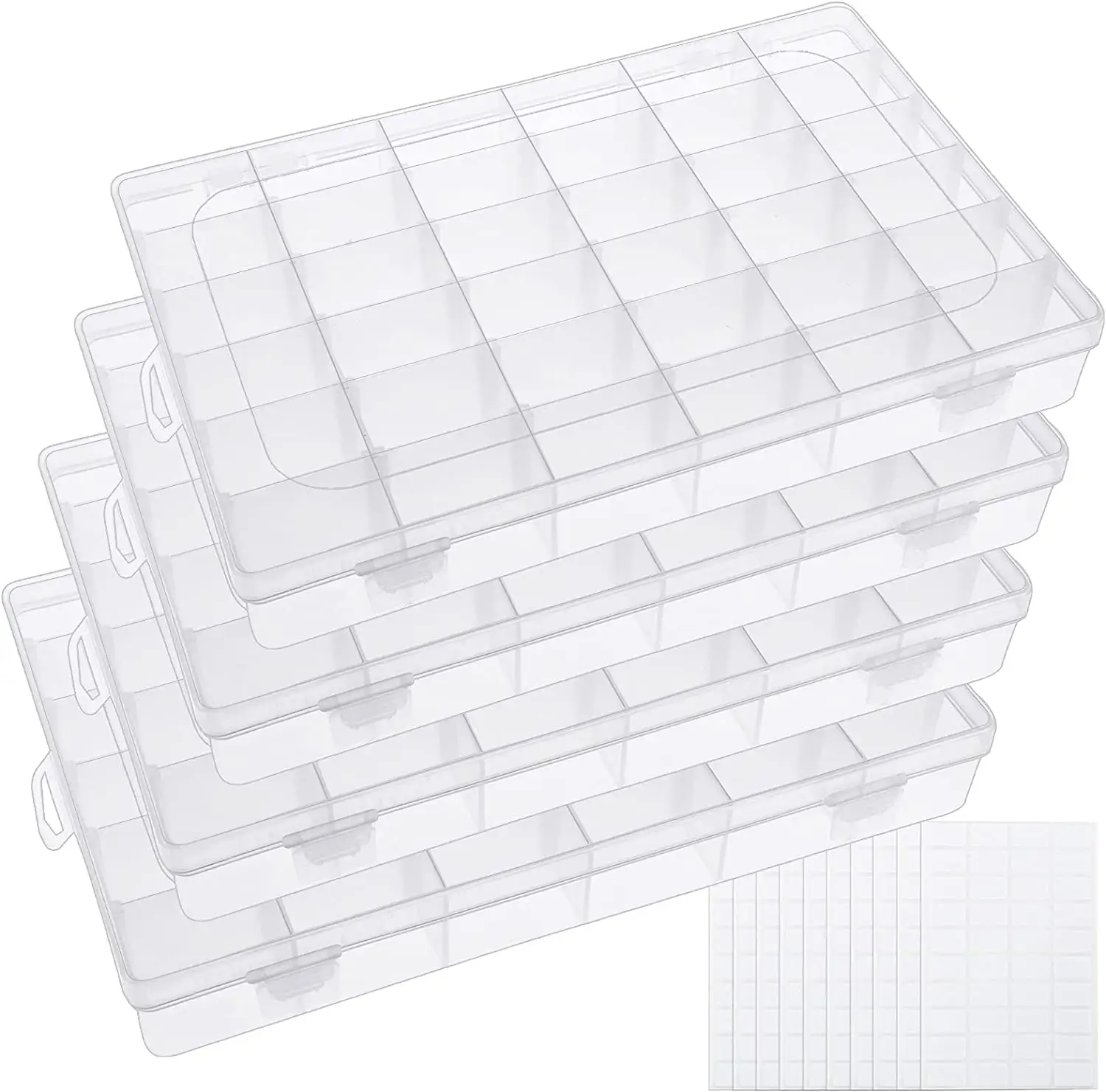 36 Grids Clear Plastic Organizer Box Storage Container Jewelry Box Adjustable Dividers Sewing Storage Box