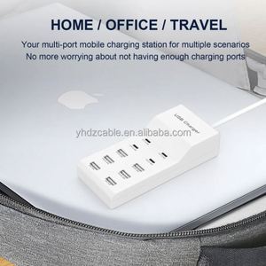 50W High Speed <b>USB</b> Wall Charger with 6 <b>USB</b>-A and 4 <b>Type</b>-<b>C</b> Ports Fast Charging for 11/12/13/14 and Laptops - Product Image 1