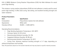 Adhésif thermofusible PUR en polyuréthane réactif à durcissement par l'humidité HXR-6-3980N pour le placage des bords de panneaux de bois