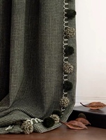 Rideau à motif grille fine aspect lin, rideau de fenêtre texturé couleur unie pour salon, draperie décorative sur mesure