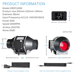 ระบบควบคุมอุณหภูมิอัจฉริยะ พัดลม EC แบบอินไลน์ขนาด 4/<span class=keywords><strong>6</strong></span>/8 นิ้ว พร้อมเซ็นเซอร์วัดความชื้นและอุณหภูมิ  ตัวกรองคาร์บอนพลาสติก ท่อระบายอากาศ ชุดอุปกรณ์ปลูกพืชครบชุดสำหรับเต็นท์ปลูก - Product Image 3
