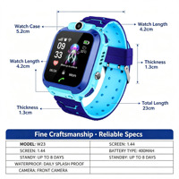 Montre connectée Android 2G Q12 pour enfants avec suivi SIM LBS, SOS, caméra, étanche IP67, écran 1,44 pouces, garçons et filles